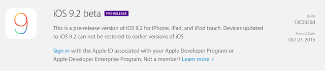蘋果iOS 9.2 beta出爐：重大修補、安全上網