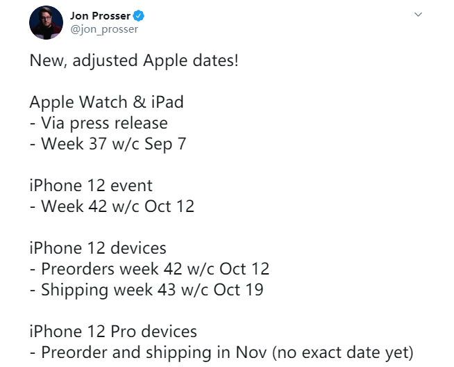 iPhone 12系列最新爆料：10月12日發(fā)布 Pro系列11月才開(kāi)售